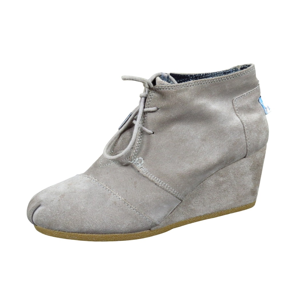 TOMS Desert Wedge Womens Ankle Booties Size 8.5 Everyday Taupe Suede Boots